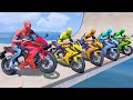 Racing Spiderman Motorcycle - Jump Over The Burning Building