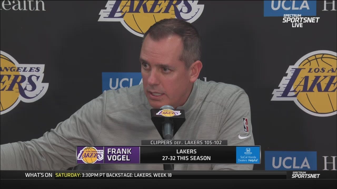 Frank Vogel Postgame Interview | Los Angeles Lakers lose to Los Angeles Clippers 105-102