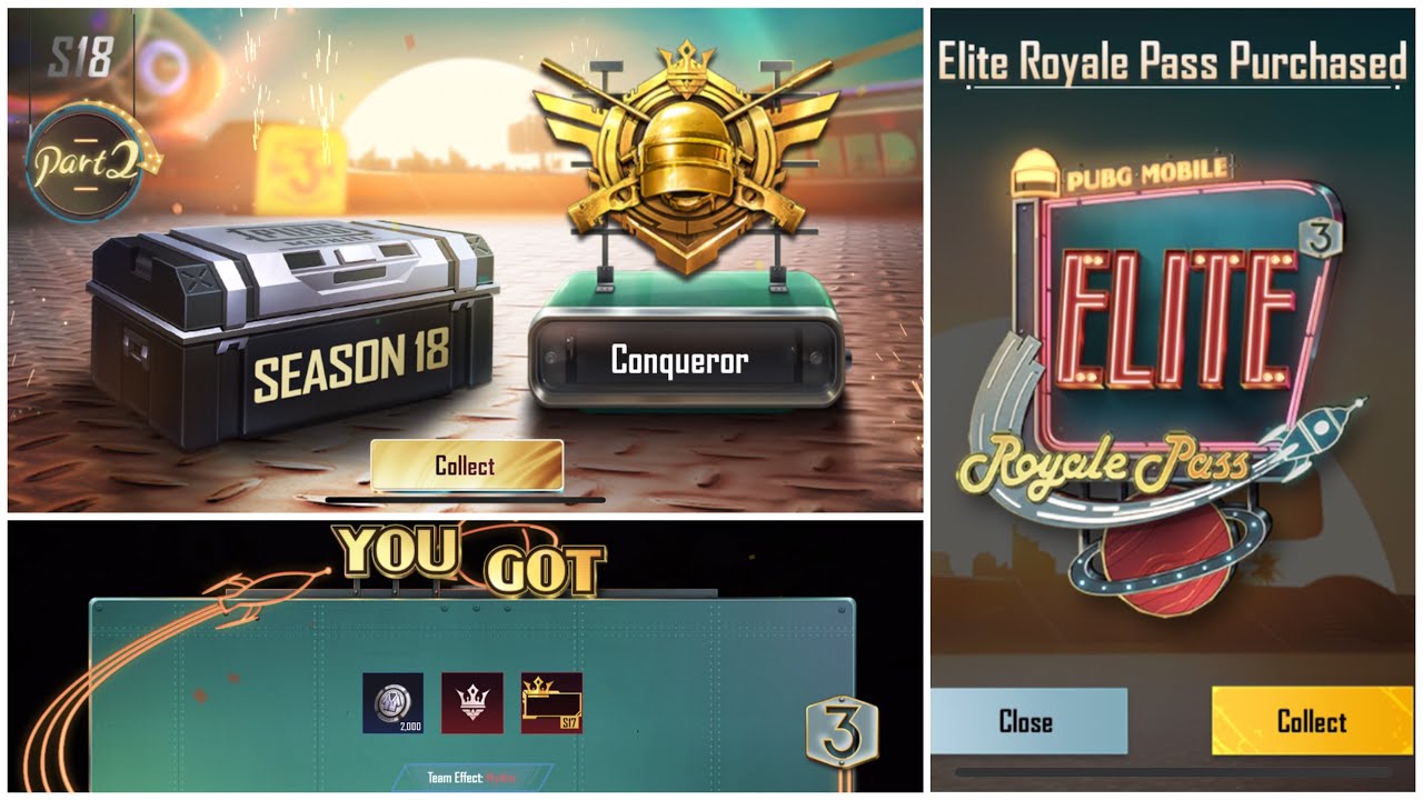 SEASON 17 CONQUEROR REWARDS COLLECTION and S18 ROYAL PASS PURCHASE PUBG MOBILE