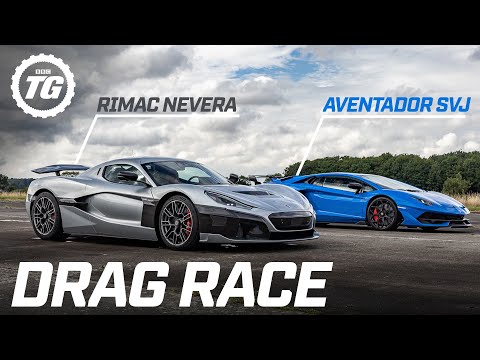 DRAG RACE: Rimac Nevera vs Lamborghini Aventador SVJ | Top Gear Series 33