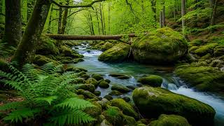 Secluded Tranquil Woodland Crystal Stream with Serene Bird Chirps for Night Calm