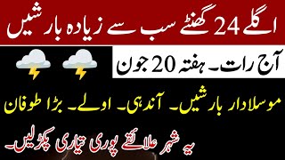 Weather Update for 24 Hours | Torrential Rain 🌩 Expected | 20 June | Pakistan Weather Report