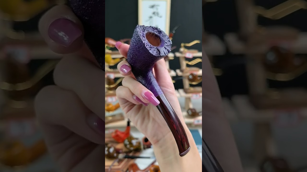 MUXIANG Purple Sandblasted Bent Dublin Tobacco Pipe