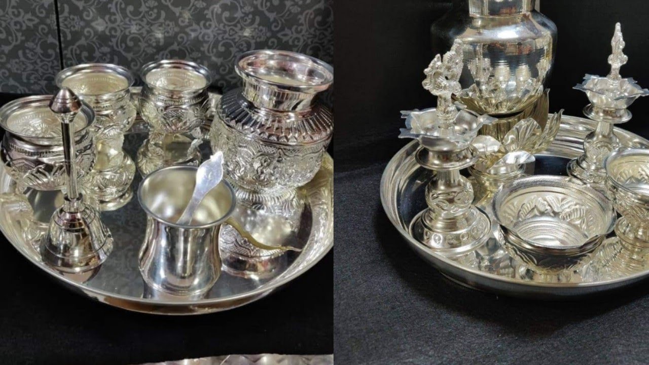 Pure Silver Floral Pooja Thali Set 554g | lupon.gov.ph