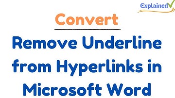 Remove Underline from Hyperlinks in Microsoft Word