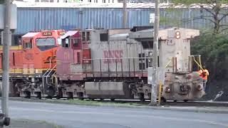 (Southbound) BNSF DPU Double Stack Train slowly pulls forward and stops at 21ST Street. (Part 1)