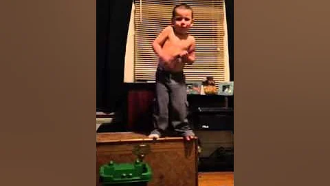 3 year old boy rockin out