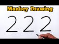 How To Draw A Monkey Using Number 22 Easy Art Idea For Everyone 