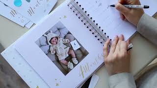 Baby Memory Book First 5 Years | Baby Photo Album with Monthly Milestones and Folders - "About You"