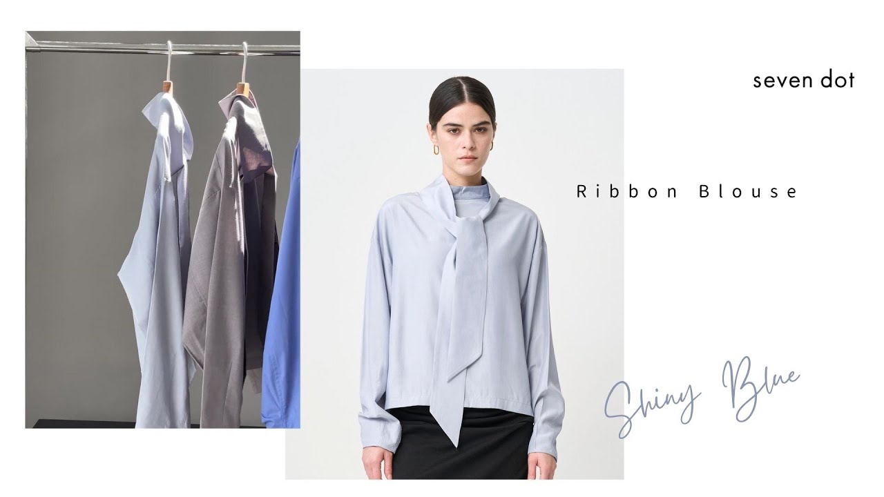 シャツ+ブラウス(長袖+七分) ribbon blouse. フロントリボンブラウス / Front ribbon blouse（シャツ/ブラウス