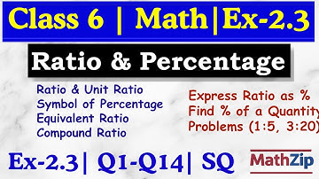 Class 6 Math | Exercise 2.3 | Ratio & Percentage | Full Solution (Q1–14) | Step-by-Step Explanation
