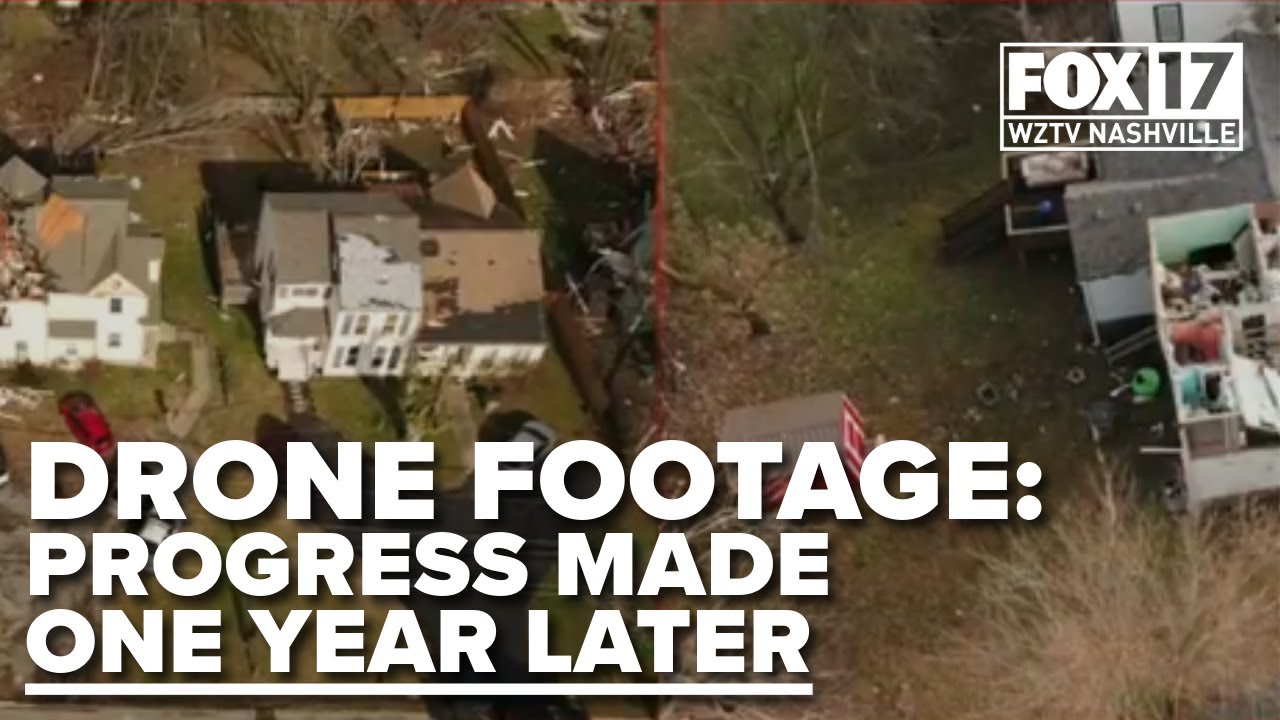 Drone footage of tornado damage across Nashville and Clarksville one ...