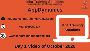 AppDynamics Day 1 Video on 8th Oct 2020. Pls call / whatsapp us on +91-8019952427 to enroll