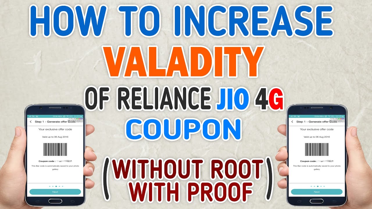 How To Increase Validity of Reliance Jio 4g Coupon code(Without Root) YouTube