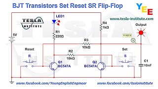 BJT Transistors Set Reset SR Flip-flop