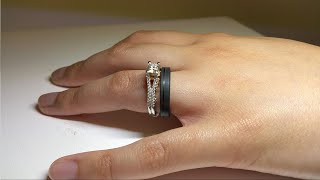 Very unique handmade wedding bands - Custom Forged Carbon Fiber Titanium Ring Set