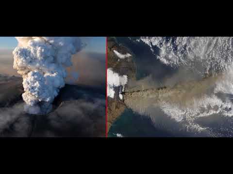 Удивительные фото извержения вулканов из космоса