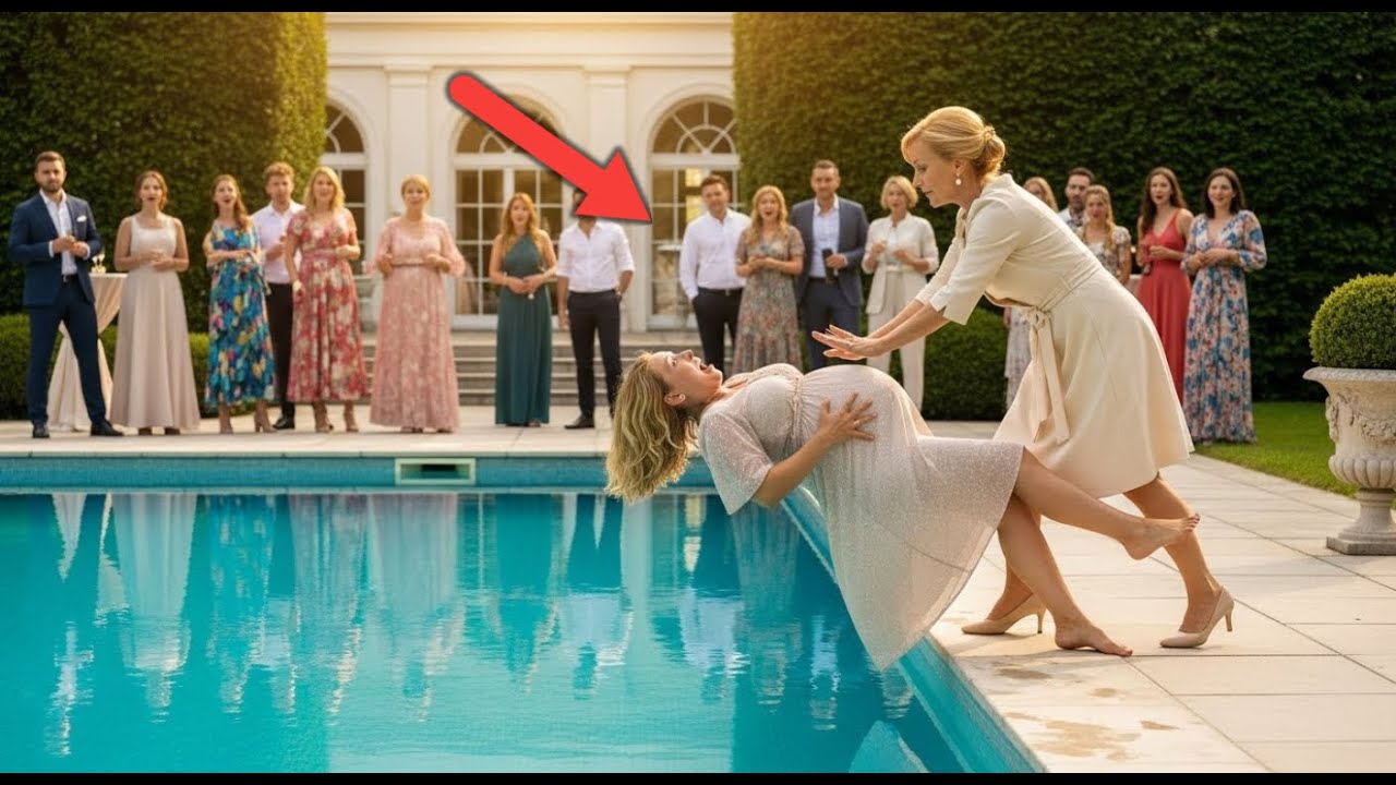 Teściowa wepchnęła ciężarną synową do basenu „żeby ją zdemaskować” — wtedy miliarder wskoczył