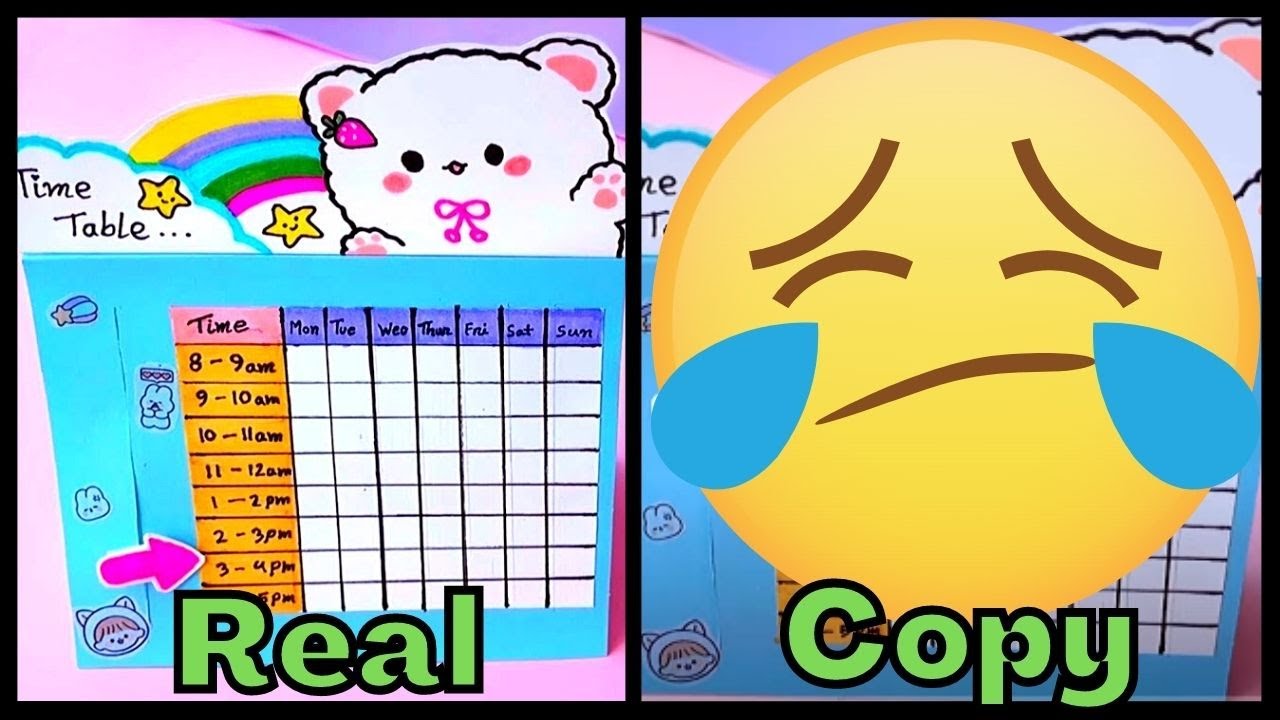 Time Table Hand Hack Recreation of @Tonniartandcraft DIY Timetable for School / Study ...