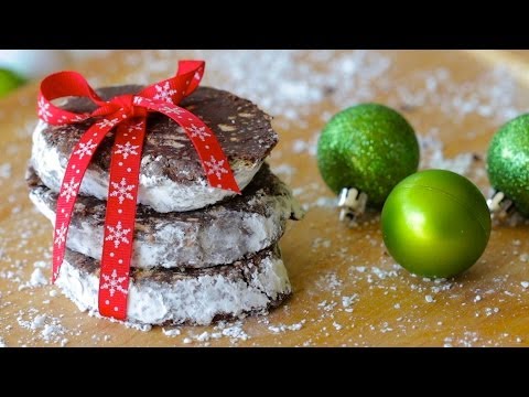 Chocolate salami cookies - no bake no eggs - Christmas recipe