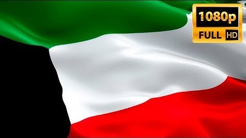 Kuwait flag video waving in wind. Realistic Gulf state Flag background. Kuwait flag Full HD