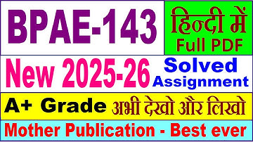 BPAE 143 solved assignment 2025-26 in Hindi || bpae 143 solved assignment 2026 || ignou bpae143