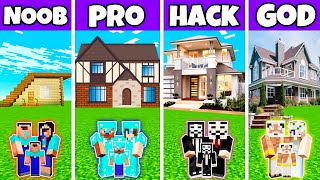 Minecraft Battle: Prime Family New House Build Challenge - Noob Vs Pro Vs Hacker Vs God