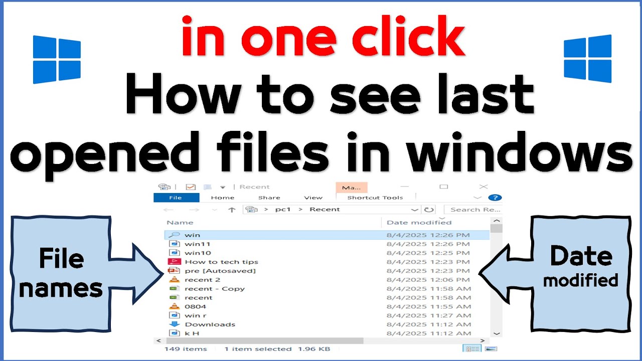 how to see recently opened files in windows 10 - YouTube