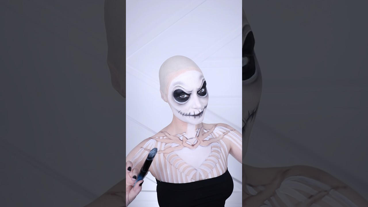 Possibly my BEST Jack and Sally yet! #makeup #beauty #halloweenwithshorts