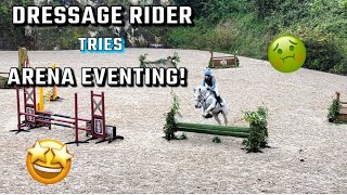 DRESSAGE RIDER TRIES ARENA EVENTING! Jensen and I take a step up…