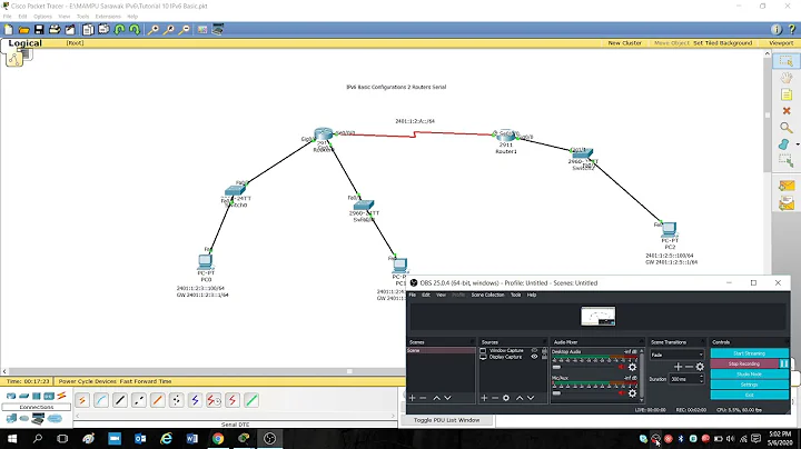 Cisco Packet Tracer   IPv6 Cisco Router 2911 Basic Configurations 2 Routers