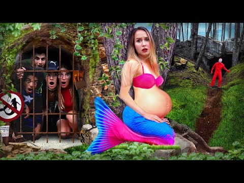 The pregnant mermaid is lost in the woods
