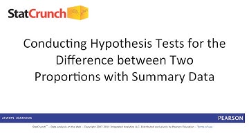 StatCrunch: Conducting Hypothesis Tests for the Difference between Two Proportions with Summary Data