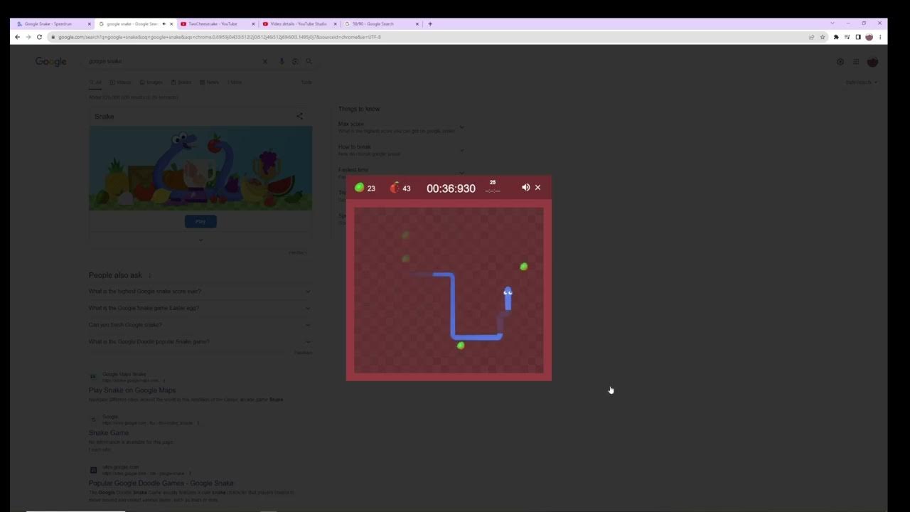 World Record!!! Google snake speedrun dimension dice large 50 YouTube