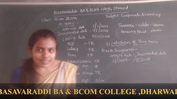 Bcom 3rd Sem/C/A/Chp-1Problems on Profit Prior toIncorporation P1/Basavaraddi BABCOM College Dharwad