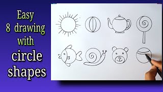 Circle shape drawing /Easy shapes drawing / Drawing with shapes / Drawing using Circle