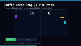 Puffer Ocean pong: Forge PPO Steps
