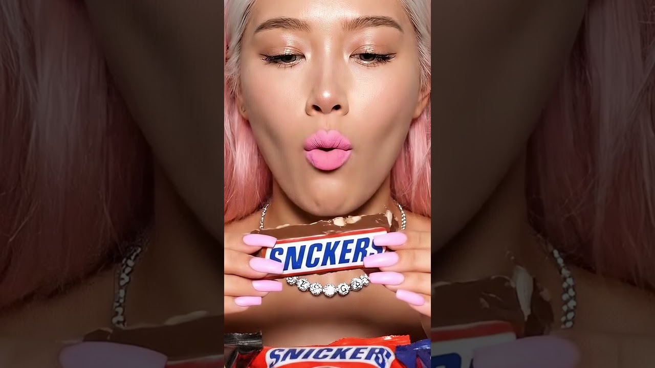 ASMR Snickers bar snapped in half 🍫 | Satisfying Bite 🫦