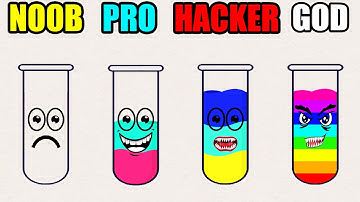NOOB vs PRO vs HACKER vs GOD in SortPuz Water Sort Puzzle