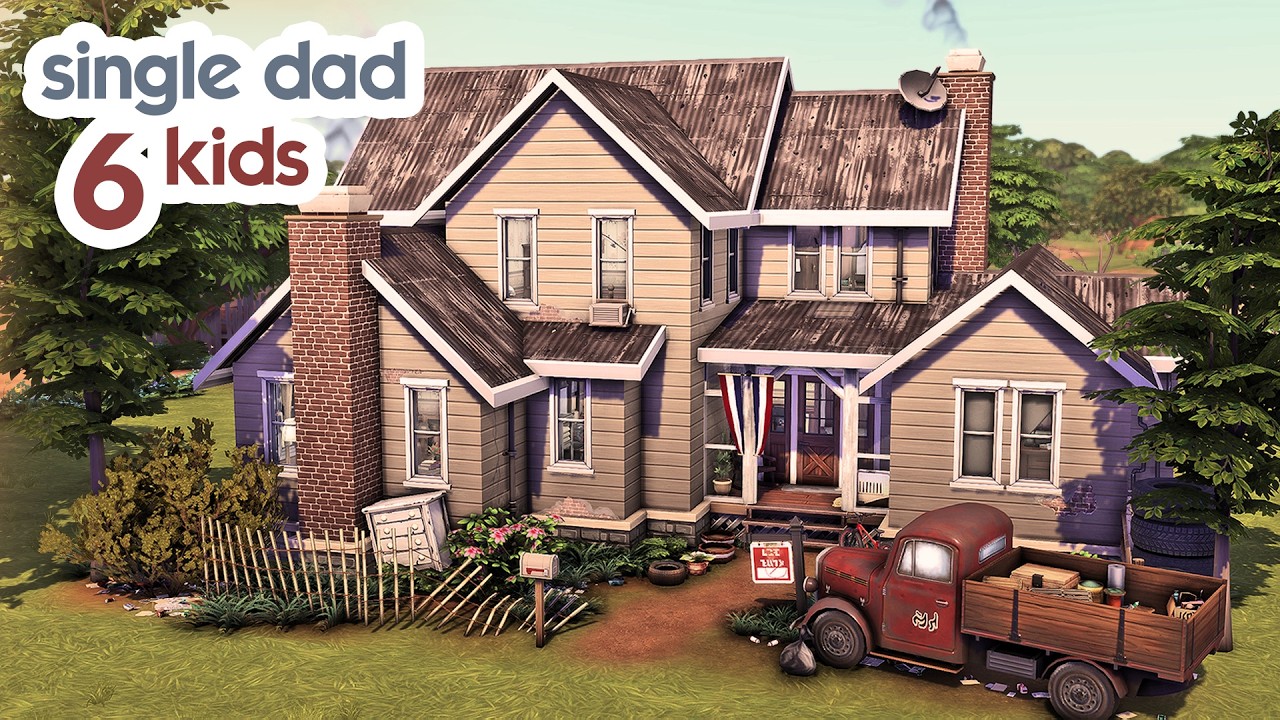 Struggling Dad's Rundown Home | The Sims 4 Speed Build