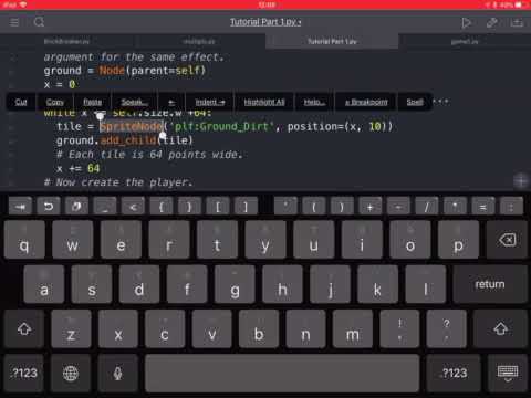 Making a game with pythonista on ipad