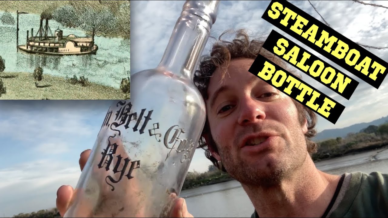 Fancy Antique SALOON BOTTLE Thrown Off Riverboat FOUND 130 YEARS LATER
