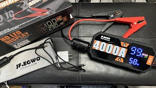 JF.EGWO F40 4000A Portable Car Jump Starter Unboxing &amp; Overview