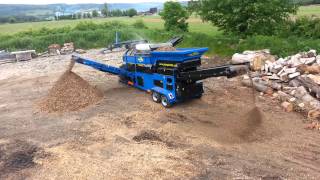 three product Trommel screen, screening woodchip for biomass. Wood Chip Trommel Screen