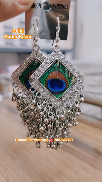 Peacock 🦚 Jhumkas Collection Delhi Sadar Bazar jewellery market #ytshort 💗