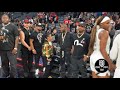 Floyd mayweather jr seen for the first time since return from dubai at las vegas aces game