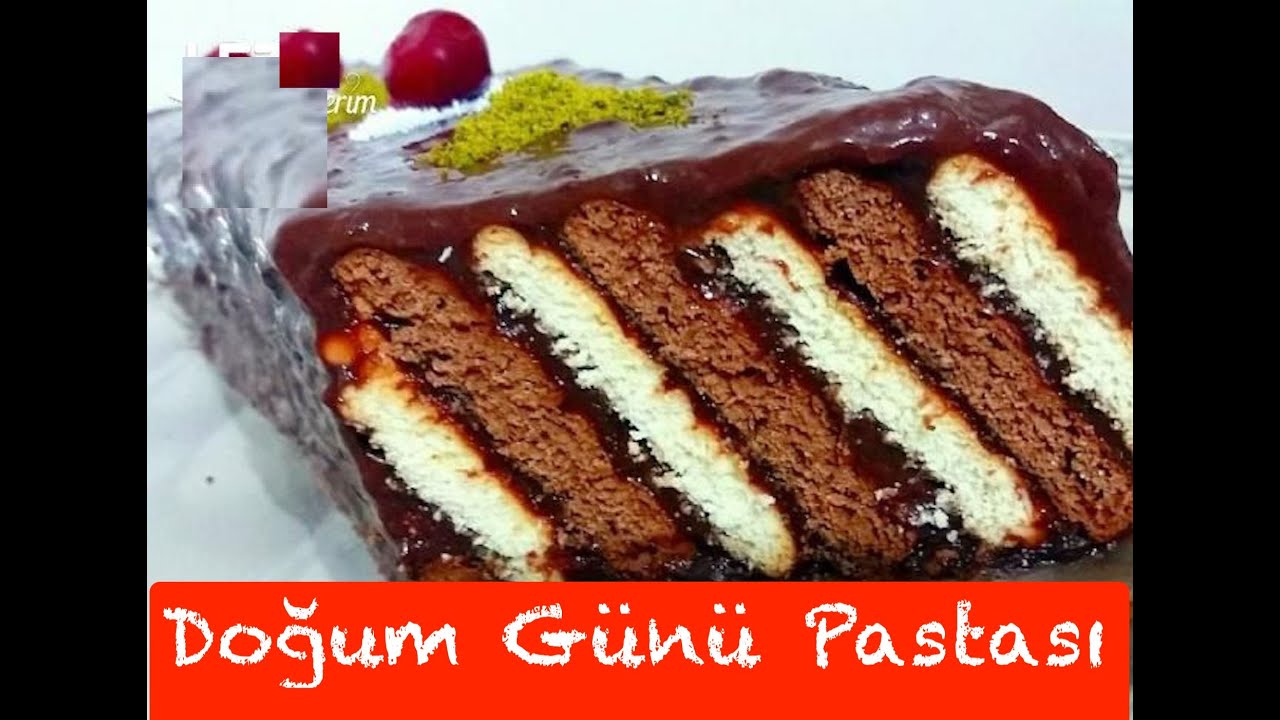 iki Renkli Muhallebili Bisküvili Doğum günü yaş Pasta Tarifi YouTube