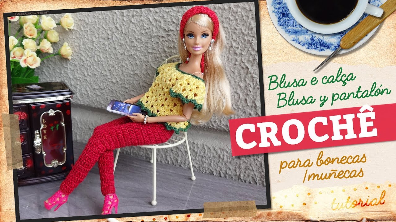 Barbie em camiseta com acabamento de crochê com um top curto e cunhas de  alpargatas generative ai