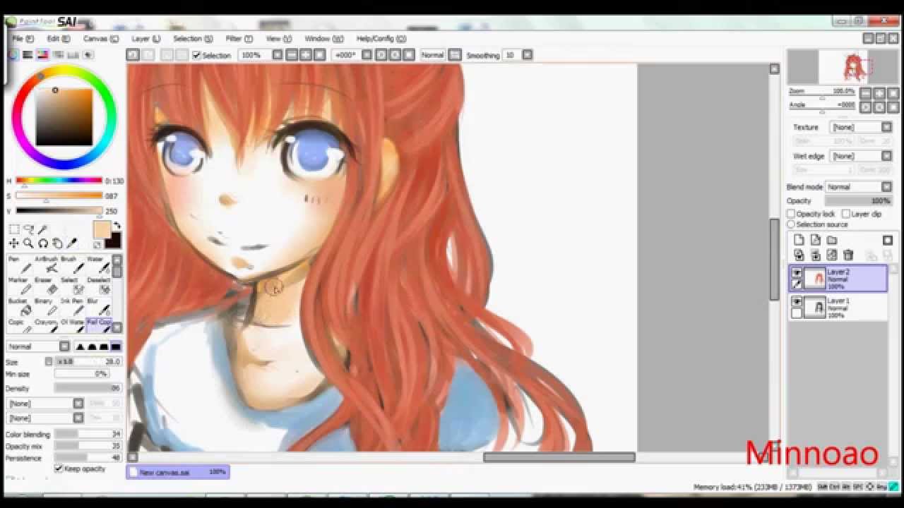 [ Minnoao ] Short OC Headshot && Chibi Sketch Speed Paint [ Paint Tool Sai ]