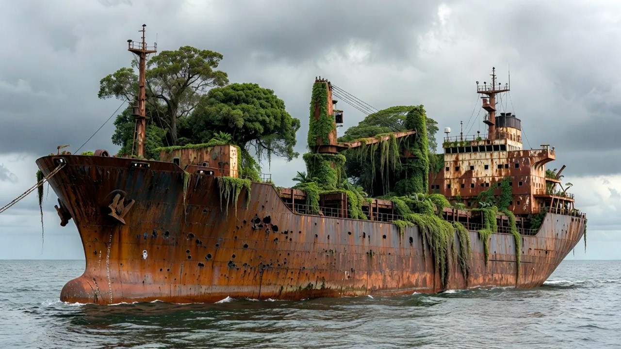 An Abandoned Ship in the Middle of the Ocean That Stood Uninhabited for 100 Years(ASMR)